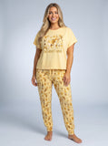 Golden Retriever Wine Print Soft Knit Pajama Set for Women — Funny Dog Mom Sleepwear