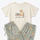 Study Breaks & Merlot Golden Retriever Knit Pajama Set for Women — Cozy Dog Mom Sleepwear
