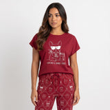 Cute Dog Mom Soft Knit Pajama Set — French Bulldog Graphic Tee & AOP Jogger Pants for Women