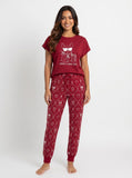 Cute Dog Mom Soft Knit Pajama Set — French Bulldog Graphic Tee & AOP Jogger Pants for Women