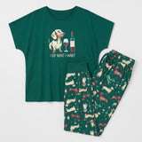 Dachshund & Wine Soft Knit Pajama Set for Playful Dog Moms