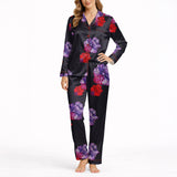 Silk-Style Floral Sleepwear with Contrast Piping