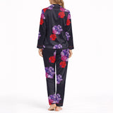 Silk-Style Floral Sleepwear with Contrast Piping