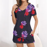 Women's V-Neck Floral Short Set