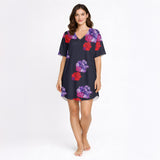 Short Sleeve Floral Print Sleep Dress - Midnight Garden